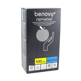 Перчатки нитрил. M Benovy, голубые, 200 шт/упак. (100 пар)